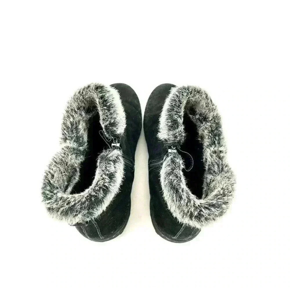 Black Faux Fur Suede Zip Ankle Boots Women’s US Size 7 Khombu - Picture 9 of 10